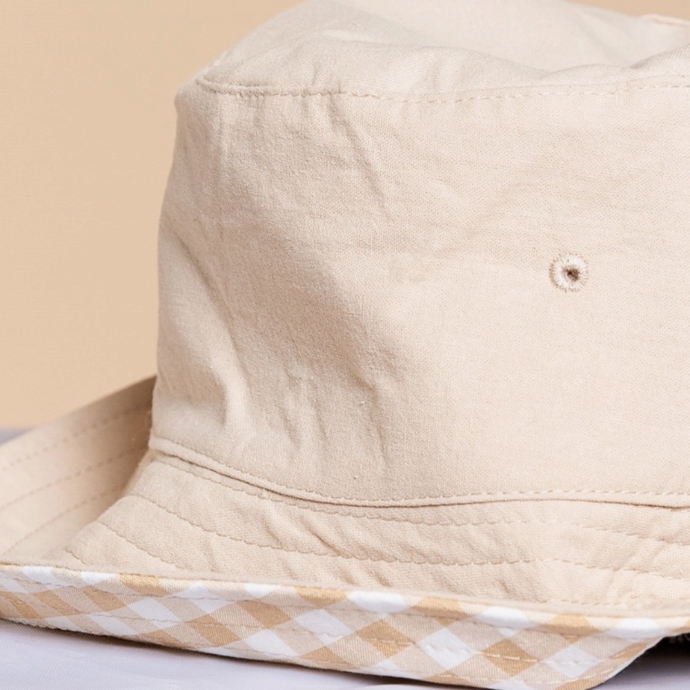 NEW! POL It’s A Drop In the Bucket Hat!! OS Beige,Checkered Inside Accessorize! - Picture 4 of 7